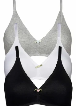 bonprix Nachhaltigere Materialien|Bhs^BH ohne Bügel mit Bio-Baumwolle (3er Pack) schwarz + weiß + graumelange