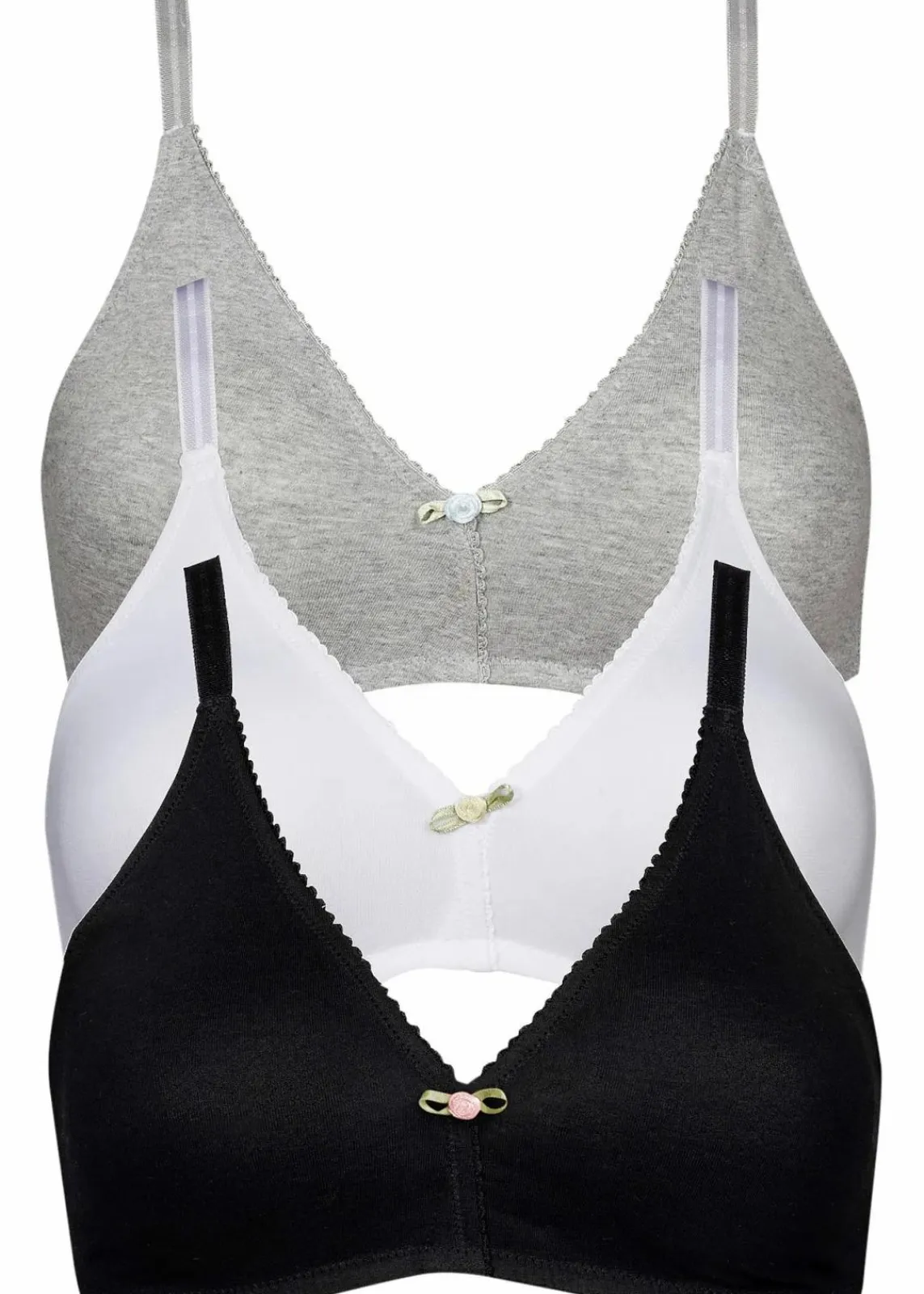 bonprix Nachhaltigere Materialien|Bhs^BH ohne Bügel mit Bio-Baumwolle (3er Pack) schwarz + weiß + graumelange