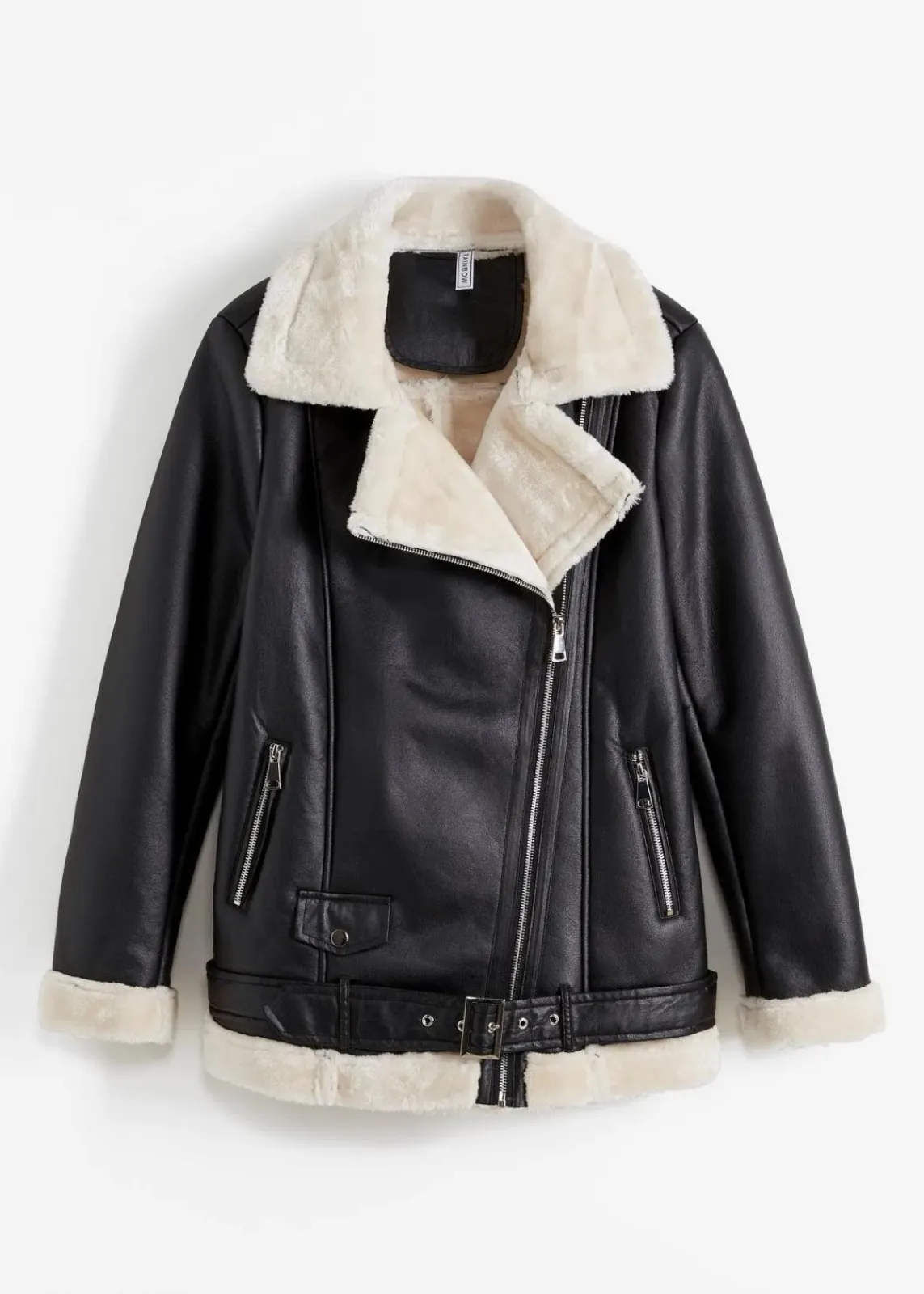 bonprix Jacken & Mäntel^Biker-Jacke aus Lammfellimitat schwarz