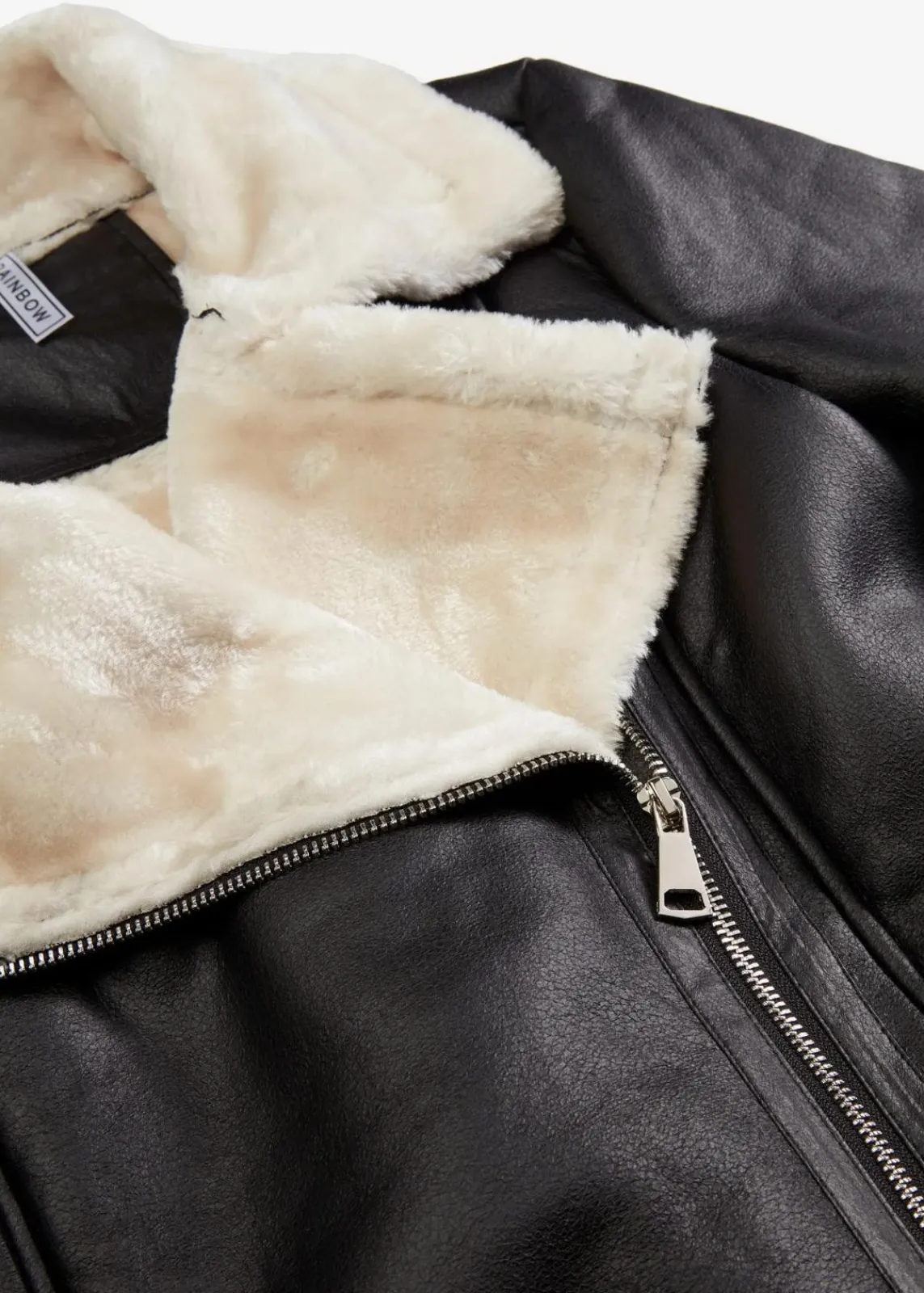 bonprix Jacken & Mäntel^Biker-Jacke aus Lammfellimitat schwarz
