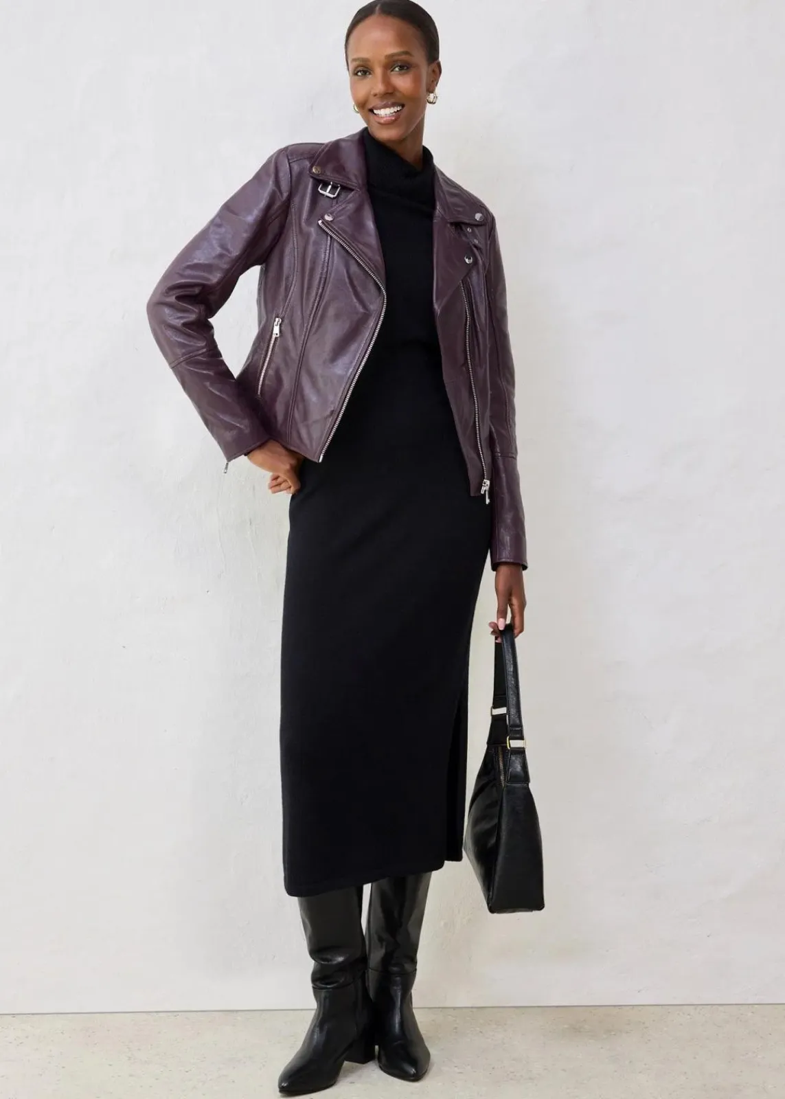 bonprix Bekleidung·Hosen|Premium^Bikerjacke aus Nappaleder weinrot