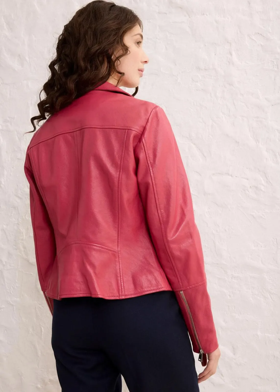 bonprix Jacken & Mäntel|Premium^Bikerjacke aus Nappaleder rauchhimbeere