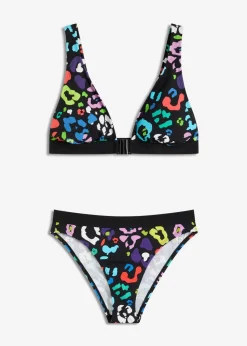bonprix Nachhaltigere Materialien|Bikinis^Bikini mit Vorderverschluss (2-tlg.Set) schwarz/bunt graphisch