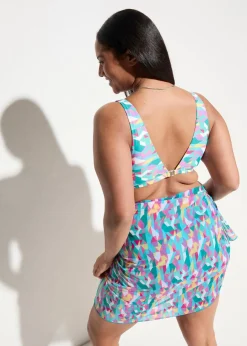 bonprix Nachhaltigere Materialien|Bikinis^Bikini und Badeunterteil (3-tlg.Set) blaugrün/gelb/lila graphisch