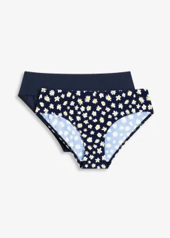 bonprix Nachhaltigere Materialien|Mix & Match^Bikinihose (2er Pack) dunkelblau/dunkelblau floral