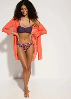 bonprix Nachhaltigere Materialien|Bademode·Tankinis^Bikinihose mit Bindedetail lila/hellbraun leo bedruckt