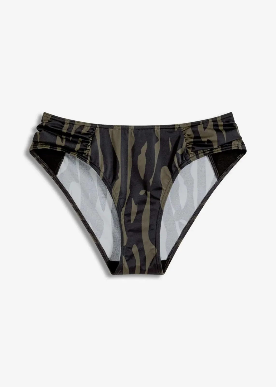 bonprix Nachhaltigere Materialien|Mix & Match^Bikinihose mit normalem Beinausschnitt schwarz/khaki graphisch