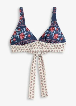 bonprix Nachhaltigere Materialien|Bikinis^Bikinioberteil mit breitem Bund blau/rosa bedruckt
