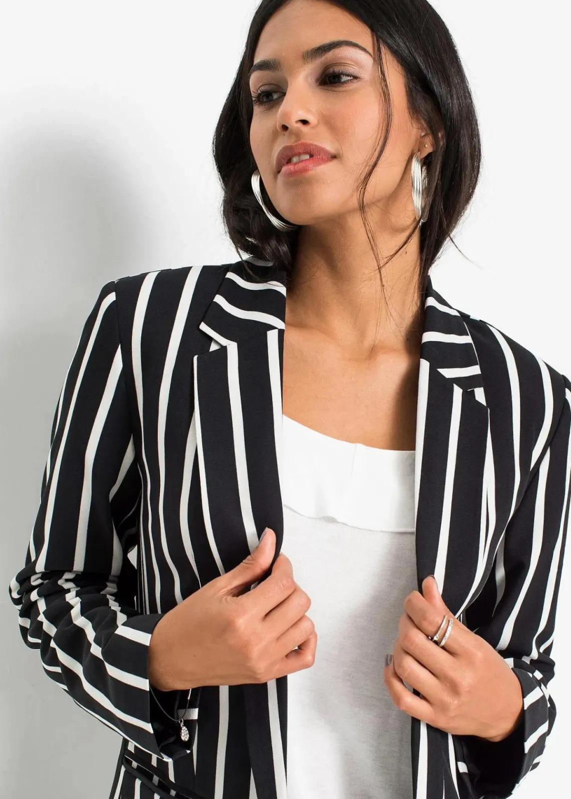 bonprix Bekleidung·Basics|Blazer^Blazer schwarz/wollweiß gestreift