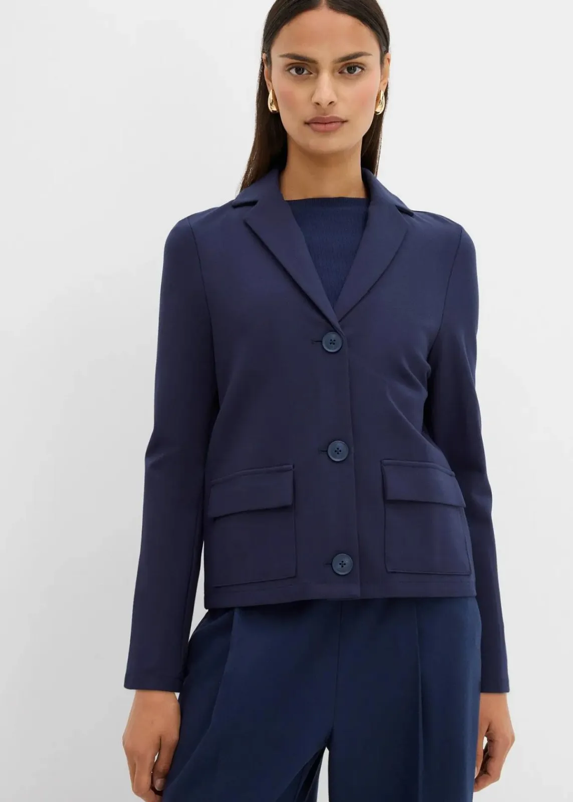 bonprix Bekleidung·Basics|Bekleidung·Blusen & Tuniken^Blazer aus Punto di Roma dunkelblau