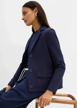 bonprix Bekleidung·Basics|Bekleidung·Blusen & Tuniken^Blazer aus Punto di Roma dunkelblau