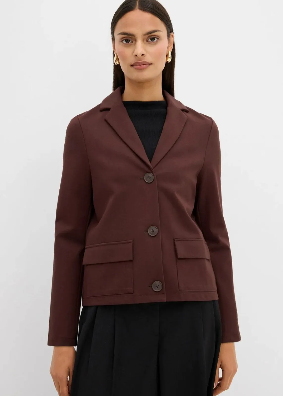bonprix Sweat|Blazer^Blazer aus Punto di Roma dunkelbraun