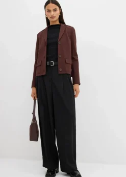 bonprix Sweat|Blazer^Blazer aus Punto di Roma dunkelbraun