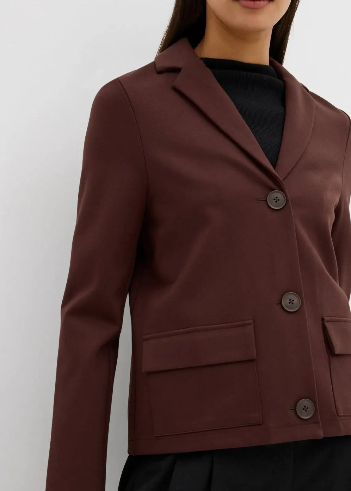 bonprix Sweat|Blazer^Blazer aus Punto di Roma dunkelbraun