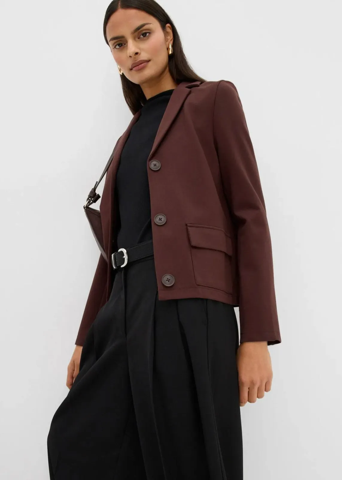 bonprix Sweat|Blazer^Blazer aus Punto di Roma dunkelbraun
