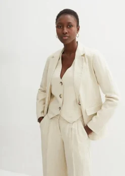 bonprix Bekleidung·Basics|Blazer^Blazer aus reinem Leinen hellsand