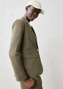 bonprix Bekleidung·Basics|Blazer^Blazer aus reinem Leinen dunkeloliv