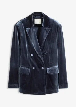 bonprix Blazer|Zweiteiler & Sets^Blazer aus softem Samt dunkelblau