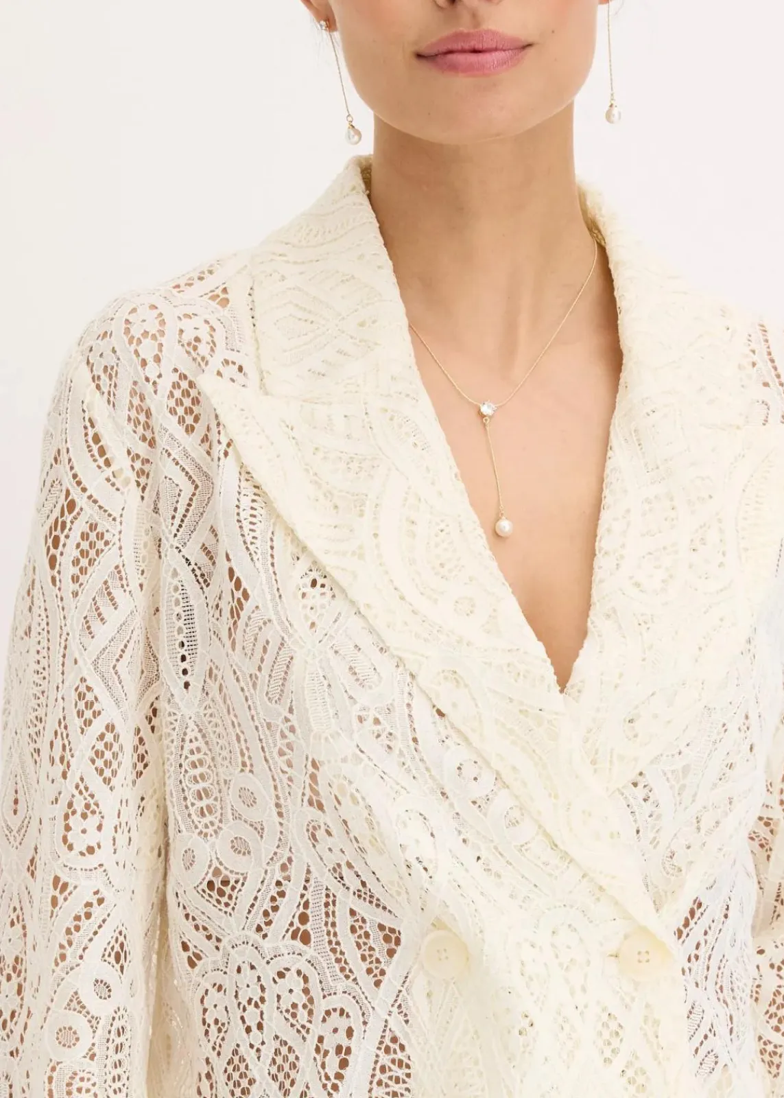 bonprix Blazer^Blazer aus Spitze creme