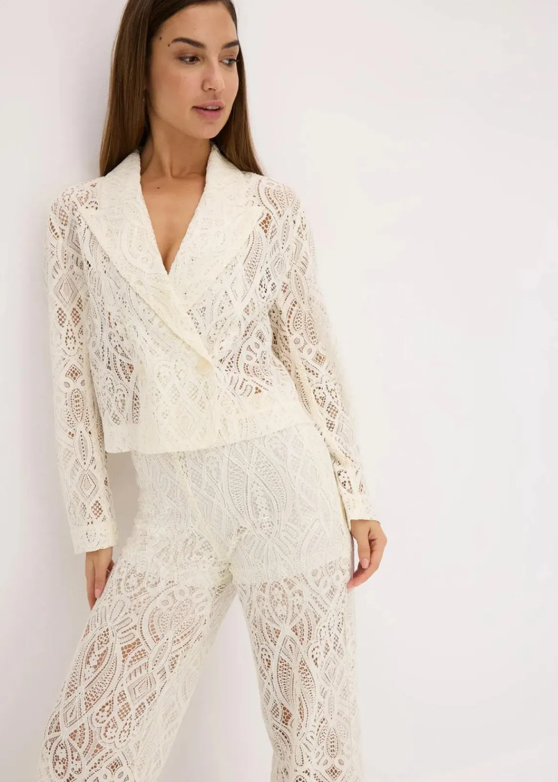 bonprix Blazer^Blazer aus Spitze creme
