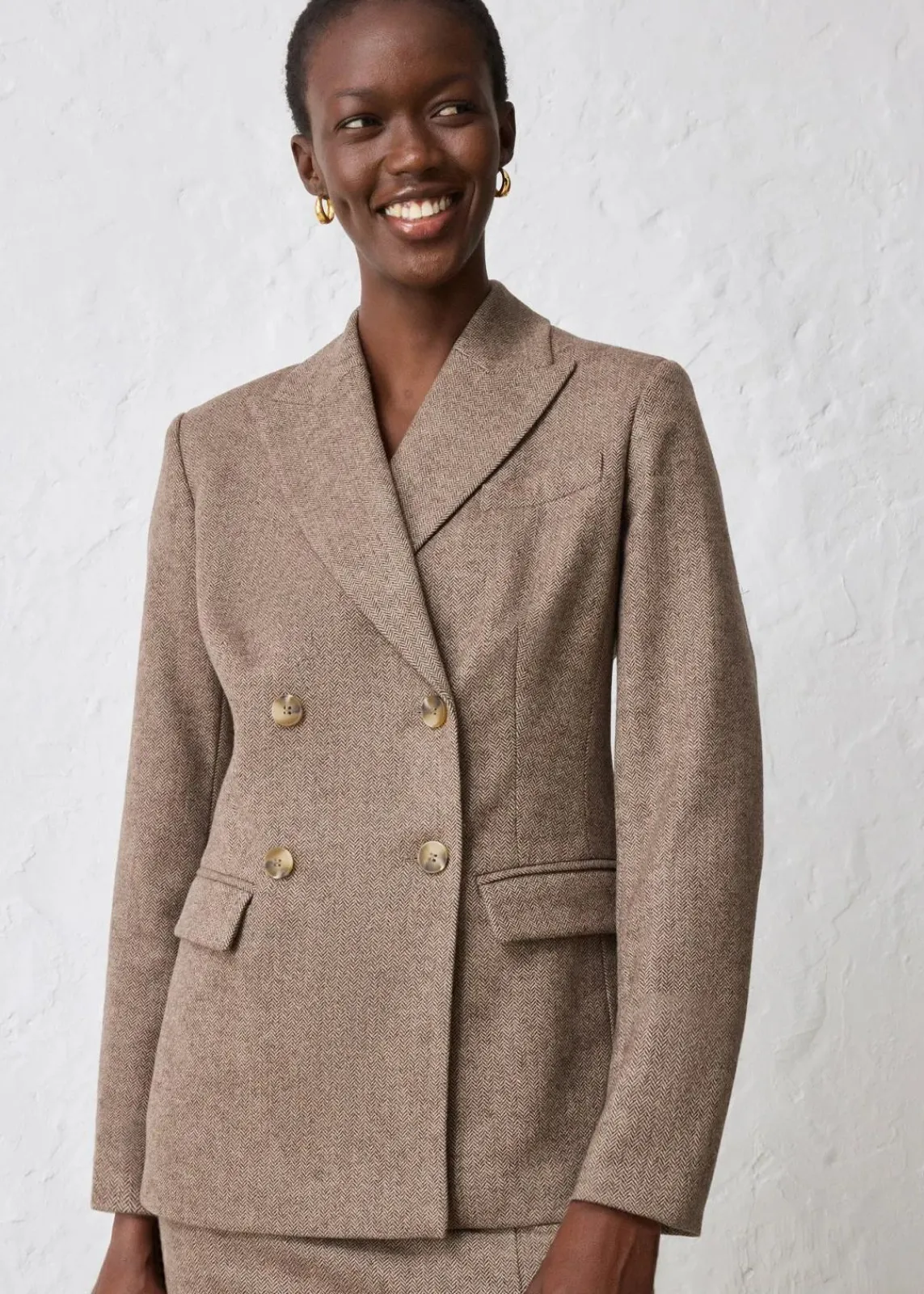 bonprix Bekleidung·Basics|Blazer^Blazer aus weichem Woll-Mix dunkelbraun meliert
