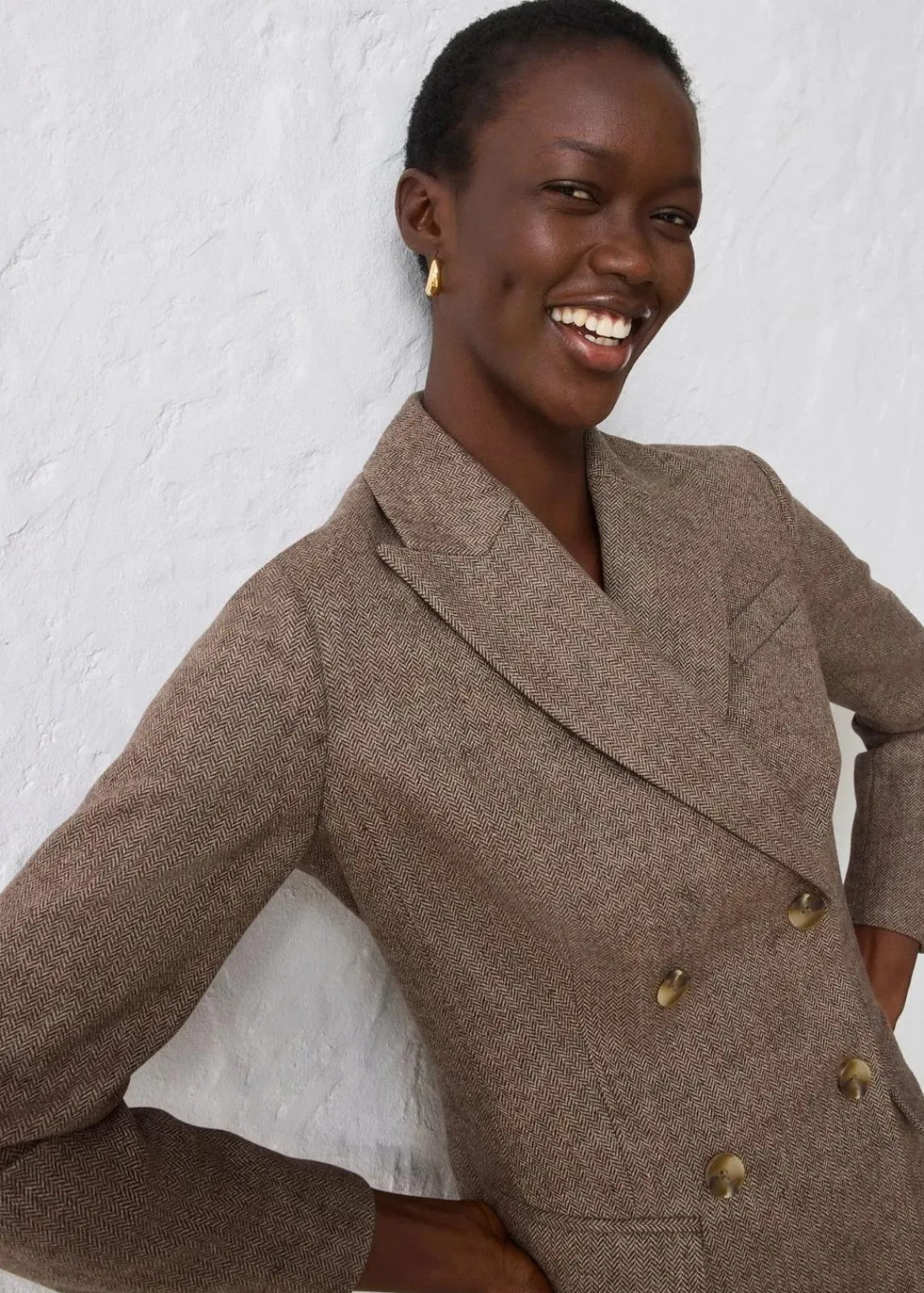 bonprix Bekleidung·Basics|Blazer^Blazer aus weichem Woll-Mix dunkelbraun meliert