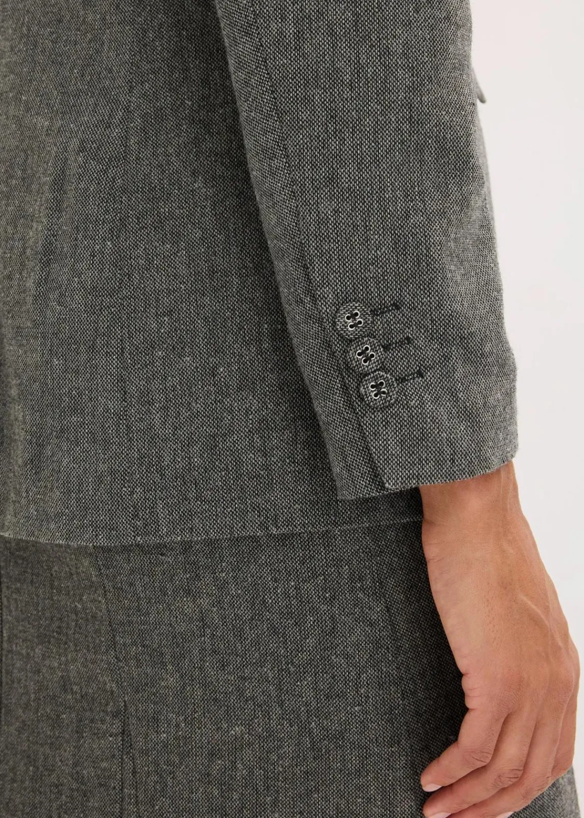 bonprix Bekleidung·Basics|Blazer^Blazer in Tweedoptik schwarz/wollweiß meliert