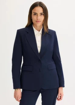 bonprix Bekleidung·Basics|Blazer^Blazer mit dekorativen Handstich Details dunkelblau