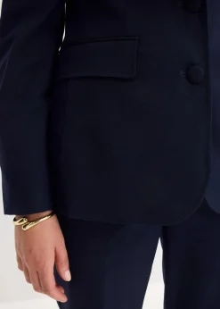 bonprix Bekleidung·Basics|Blazer^Blazer mit dekorativen Handstich Details dunkelblau