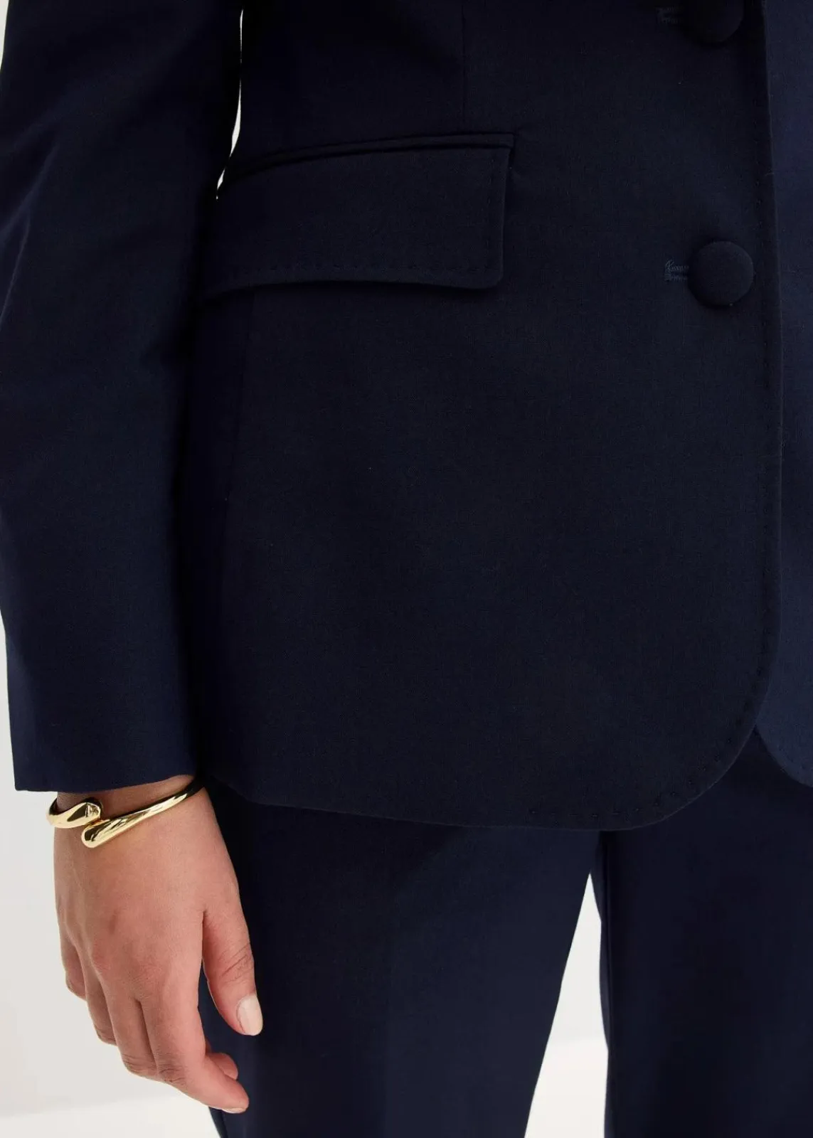 bonprix Bekleidung·Basics|Blazer^Blazer mit dekorativen Handstich Details dunkelblau