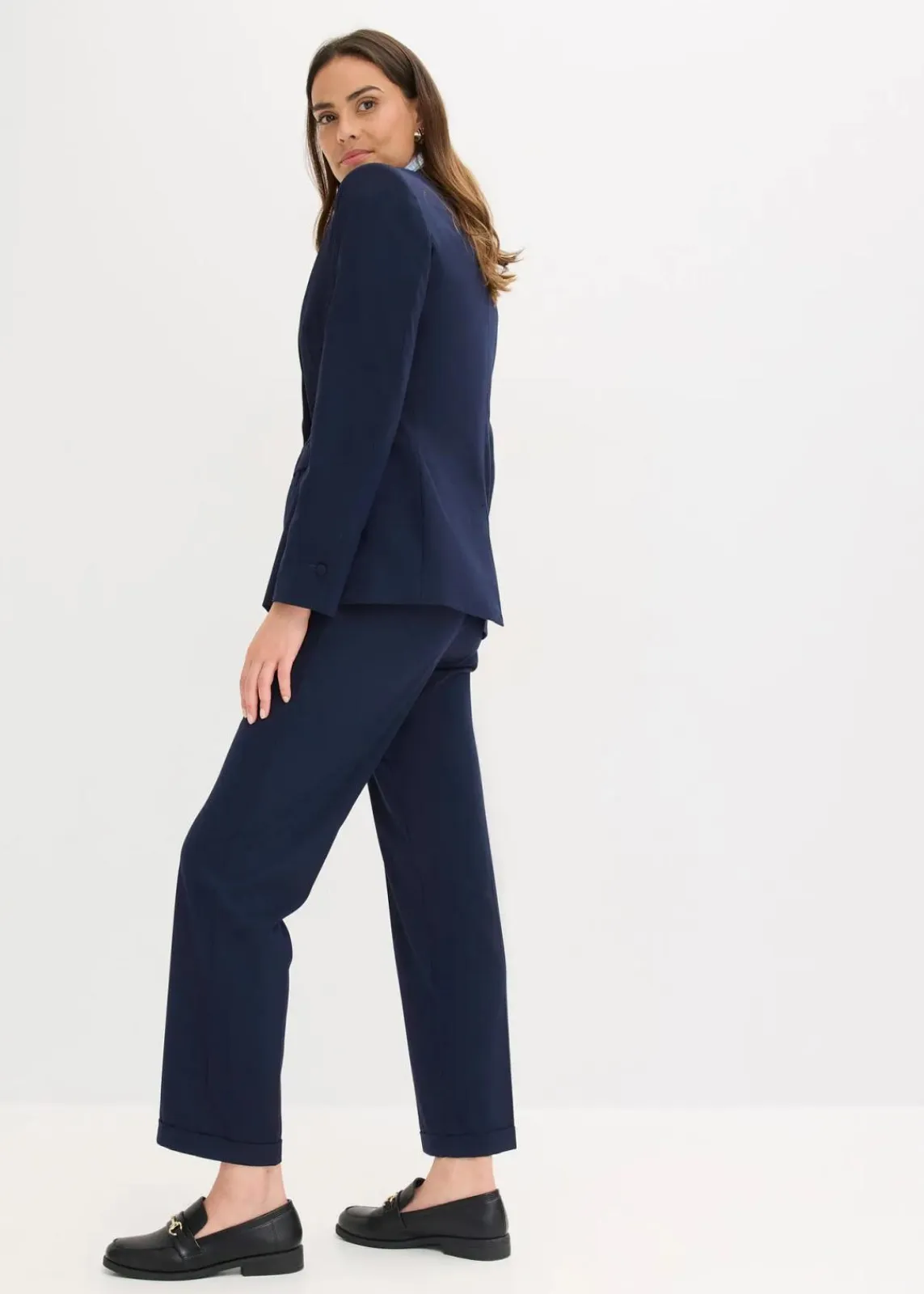 bonprix Bekleidung·Basics|Blazer^Blazer mit dekorativen Handstich Details dunkelblau