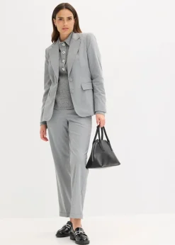 bonprix Blazer|Bekleidung·Basics^Blazer mit dekorativen Handstich Details grau meliert