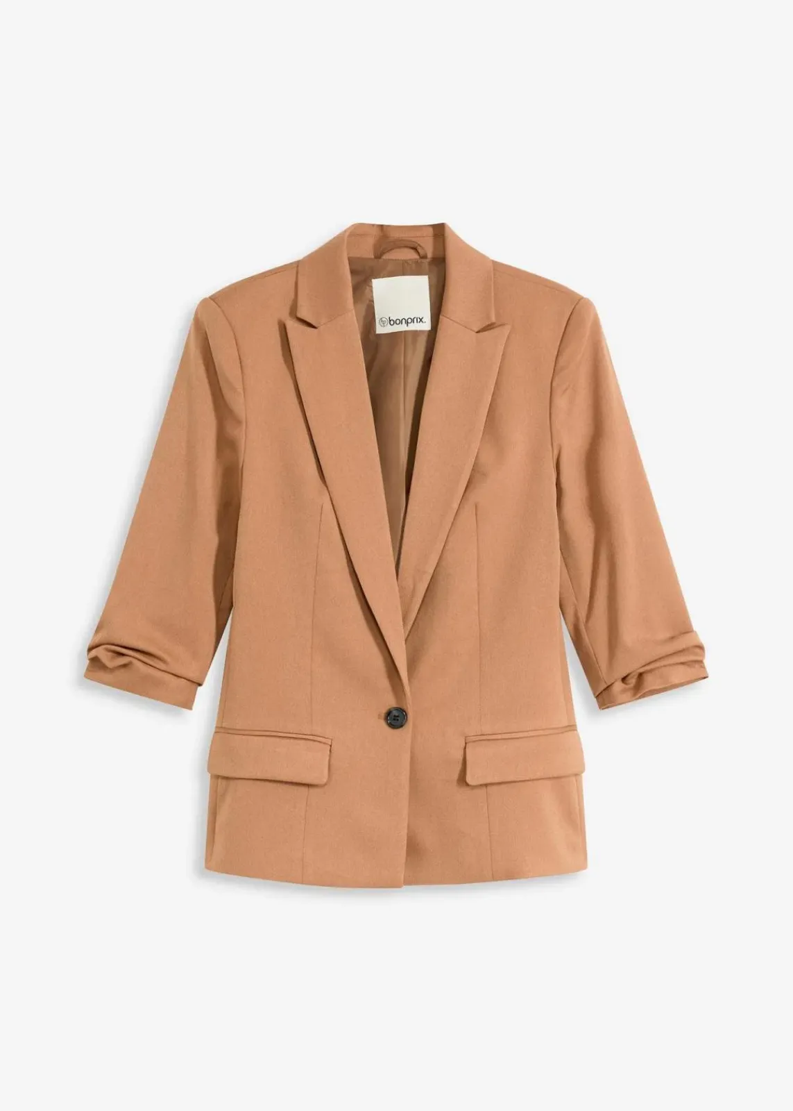 bonprix Bekleidung·Basics|Blazer^Blazer mit drapierten Ärmeln mokkabraun