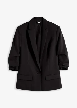 bonprix Nachhaltigere Materialien|Blazer^Blazer mit drapierten Ärmeln schwarz