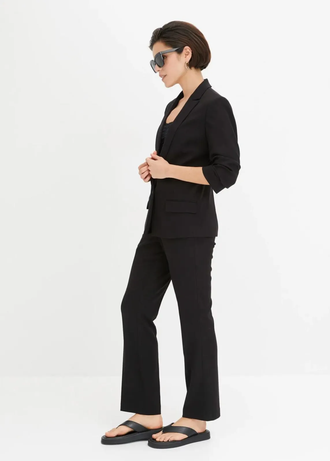 bonprix Nachhaltigere Materialien|Blazer^Blazer mit drapierten Ärmeln schwarz
