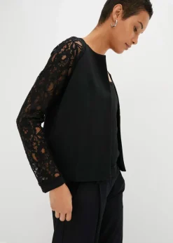 bonprix Bekleidung·Basics|Festliche Mode^Blazer mit Spitzenärmeln schwarz