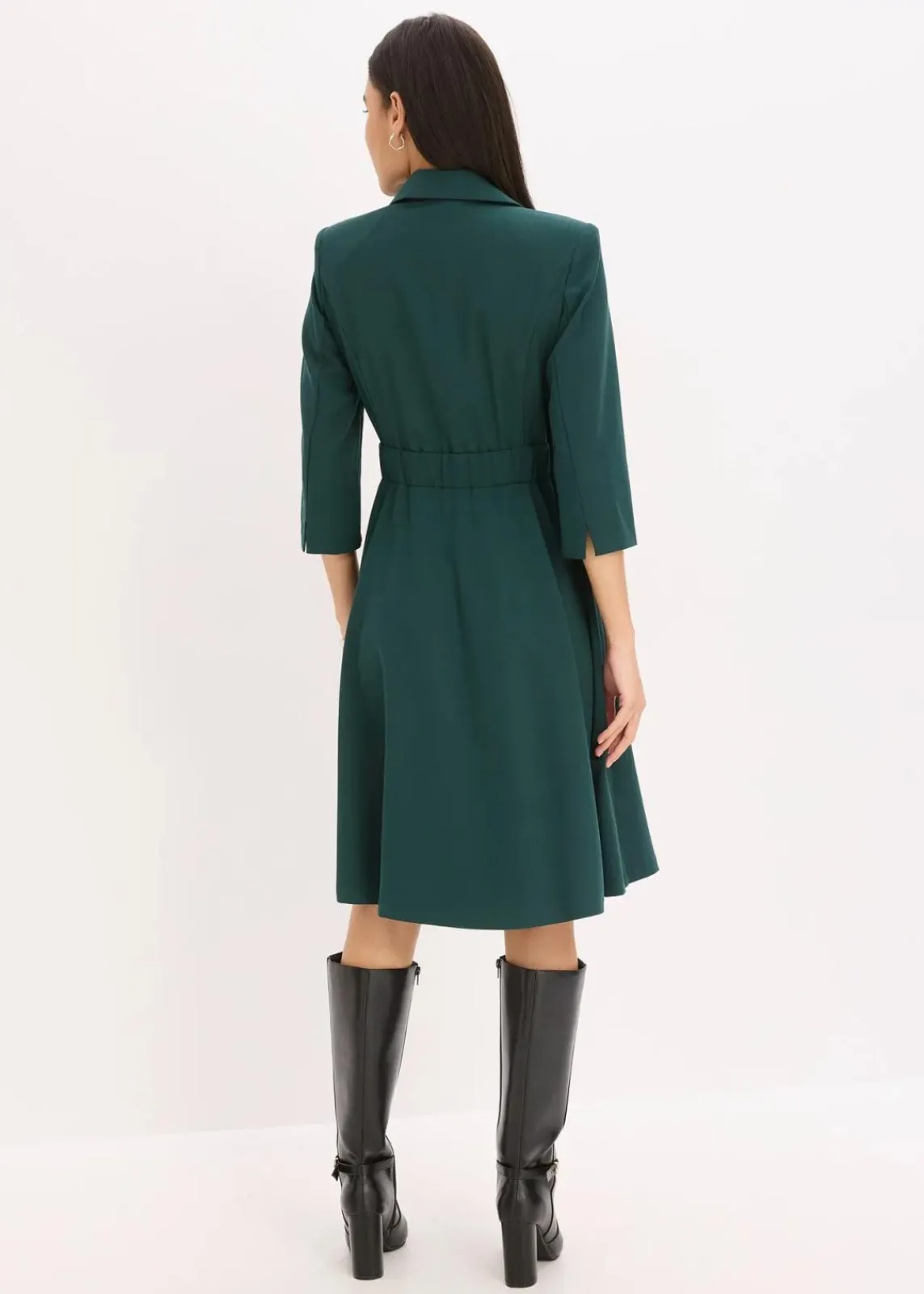 bonprix Bekleidung·Pullover & Strickjacken|Kleider^Blazerkleid mit ausgestelltem Rockteil tiefgrün