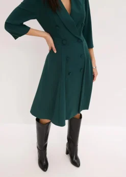 bonprix Bekleidung·Pullover & Strickjacken|Kleider^Blazerkleid mit ausgestelltem Rockteil tiefgrün