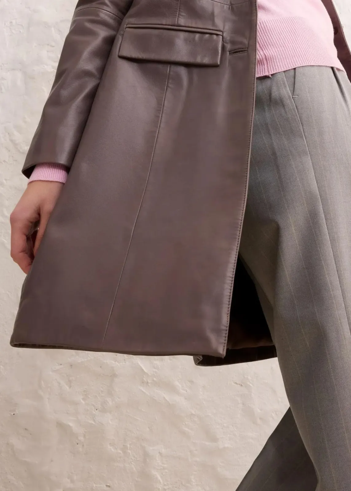 bonprix Nachhaltigere Materialien|Jacken & Mäntel^Blazermantel aus Lammnappa mittelbraun