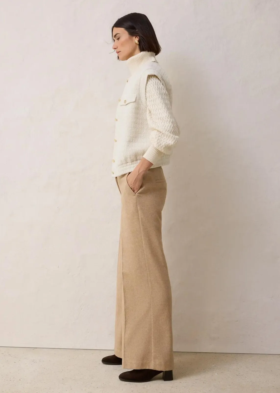 bonprix Bekleidung·Hosen|Jacken & Mäntel^Blazerweste mit Wollanteil naturbeige