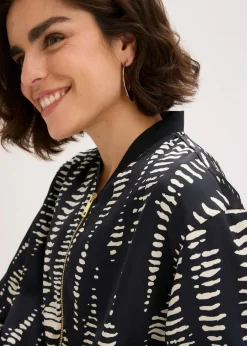 bonprix Bekleidung·Hosen|Jacken & Mäntel^Blouson aus fließendem Satin schwarz/sand bedruckt