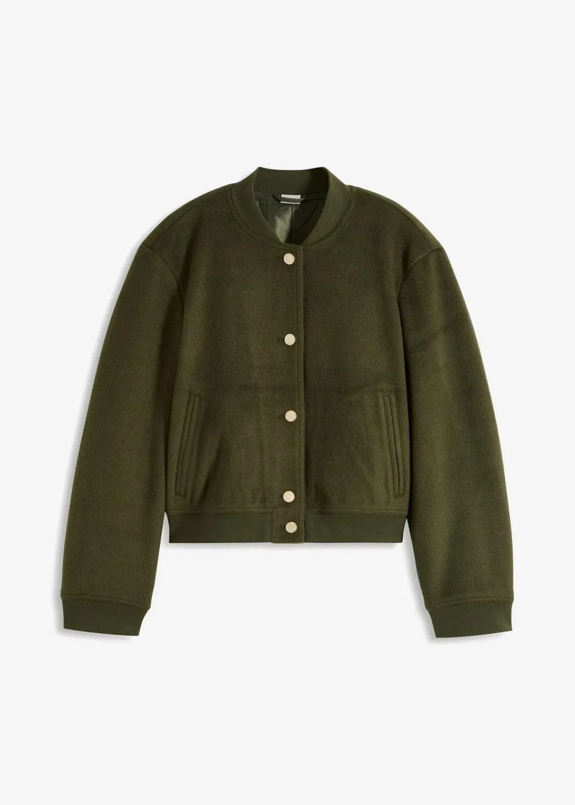 bonprix Kurzgrößen|Bekleidung·Hosen^Blouson in Wolloptik dunkeloliv