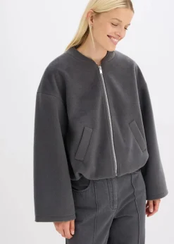 bonprix Bekleidung·Hosen|Jacken & Mäntel^Blouson mit Ballonsaum schiefergrau meliert