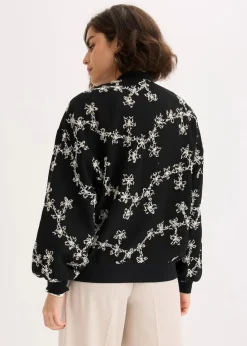 bonprix Bekleidung·Hosen|Jacken & Mäntel^Blouson mit Stickerei schwarz geblümt