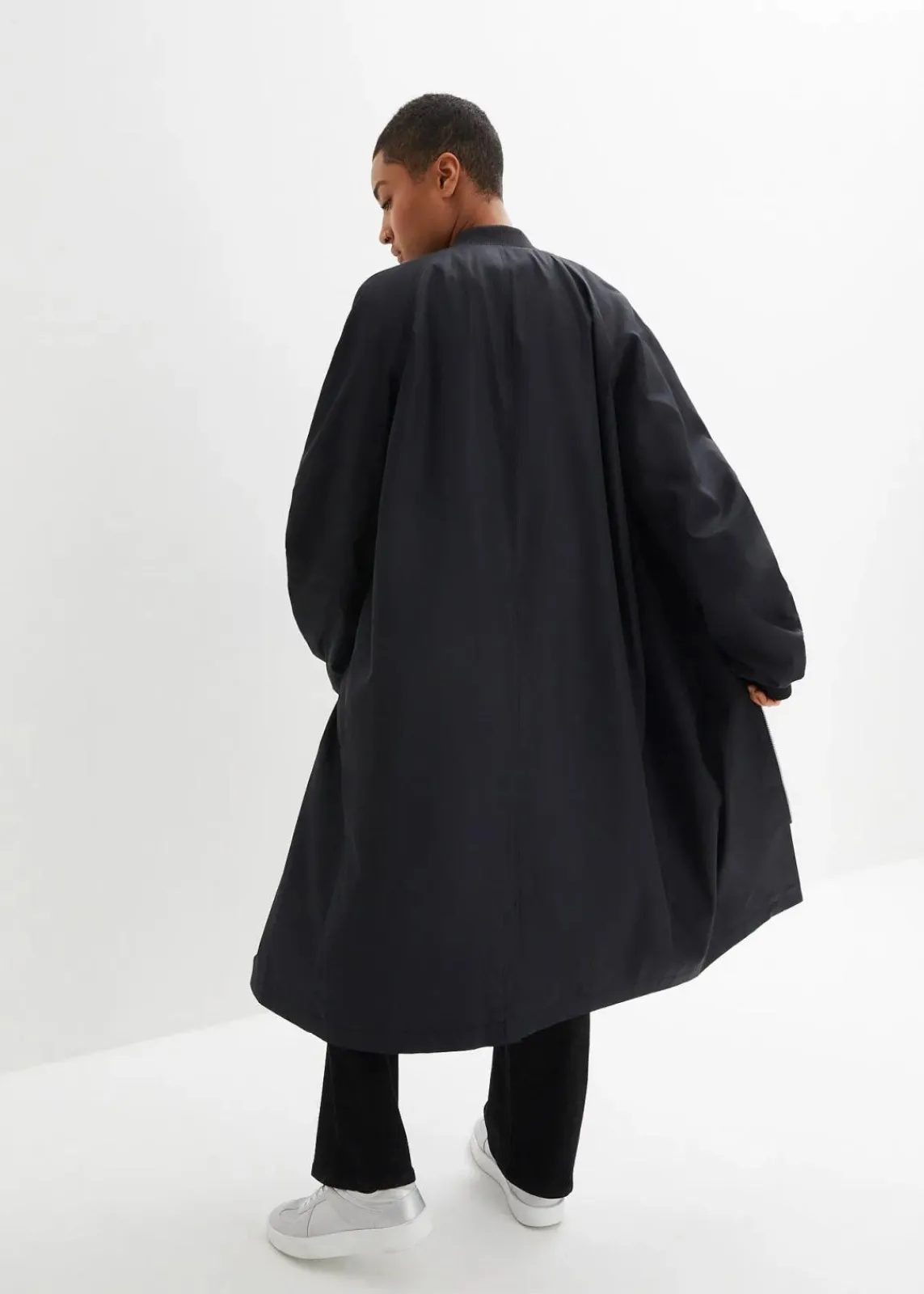 bonprix Nachhaltigere Materialien|Jacken & Mäntel^Blouson-Mantel mit Strickkragen schwarz