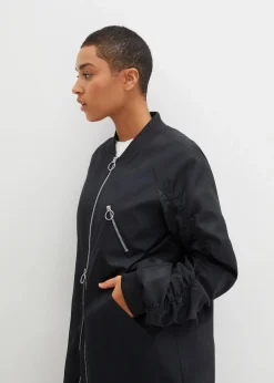bonprix Nachhaltigere Materialien|Jacken & Mäntel^Blouson-Mantel mit Strickkragen schwarz