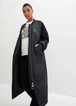 bonprix Nachhaltigere Materialien|Jacken & Mäntel^Blouson-Mantel mit Strickkragen schwarz