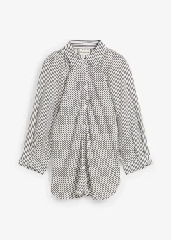 bonprix Bekleidung·Jacken & Mäntel|Blusen & Tuniken^Bluse aus feinem Viskose-Mix wollweiß/schwarz gestreift