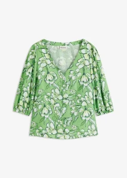 bonprix Bekleidung·Jacken & Mäntel|Blusen & Tuniken^Bluse aus feinem Viskose-Mix kleegrün bedruckt
