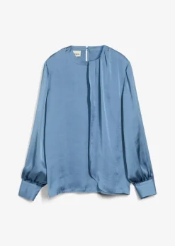 bonprix Bekleidung·Jacken & Mäntel|Blusen & Tuniken^Bluse aus fließendem Satin wellenblau